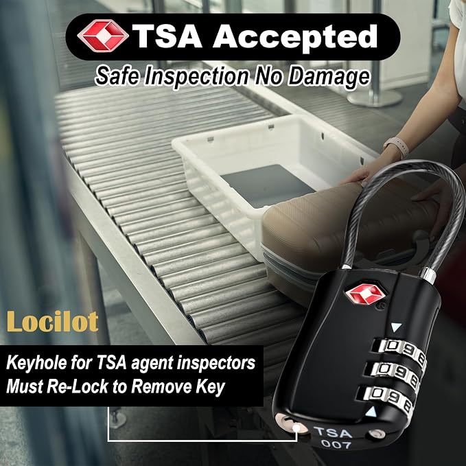 5pcs TSA Approved Luggage Locks with 10pcs Zipper Locks | Zinc Alloy Combination Locker Suitcase Lock, TSA Locks for Luggage, Combination Lock for Locker Backpack (TSA007) - Image 4
