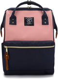 Kah&Kee Polyester Travel Backpack Functional Anti-theft School Laptop for Women Men (Pink* Navy, Medium) by KahKee