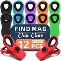 Chip Clips, Bag Clips for Food Storage, 12 Pack Multicolor | Magnetic Chip Bag Clips with Airtight Seal Grip for Food and Snack, Refrigerator, Fridge, Office, Garden, Long-Lasting Use by FINDMAG
