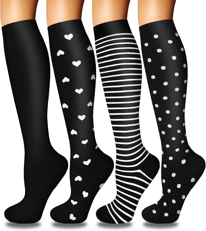4 Pairs Compression Socks for Women Circulation-Best Support for Nurses,Running,Athletic,Travel by Iseasoo