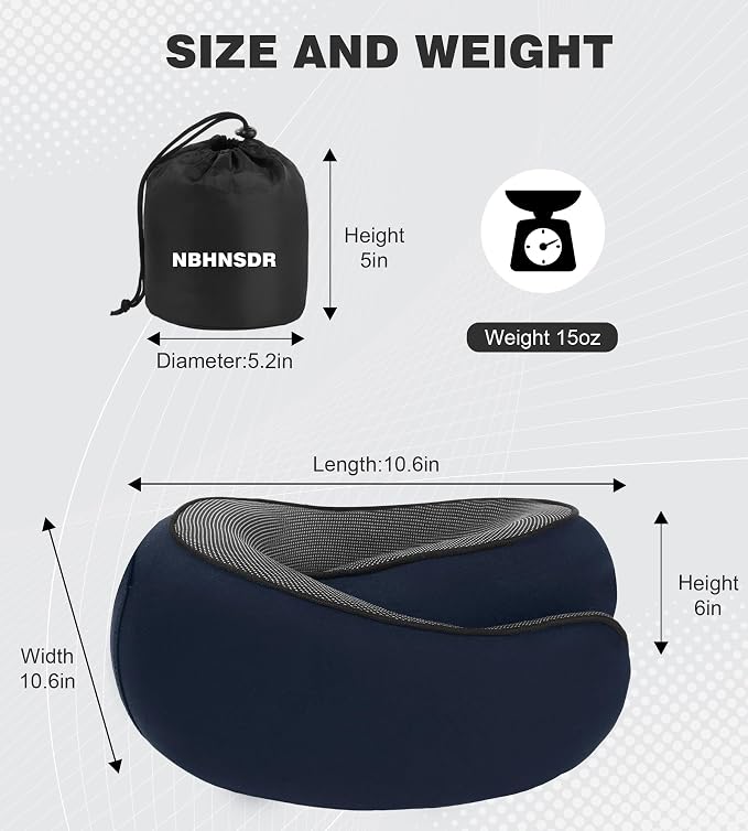 Travel Neck Pillow, Newly Upgraded Hooded Neck Pillow , 100% Pure Memory Foam Travel Pillow for Flight Headrest Sleep,Portable Aircraft Accessory,Suitable for use in Plane/Car/Office(Dark blue) - Image 2