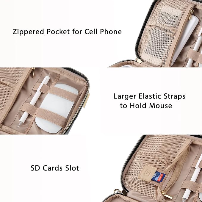BAGSMART Electronics Organizer Travel Case, Travel Cable Organizer Bag for Travel Essentials & Accessories for Women, Cord Organizer for Phone, SD Card, Grey - Image 5