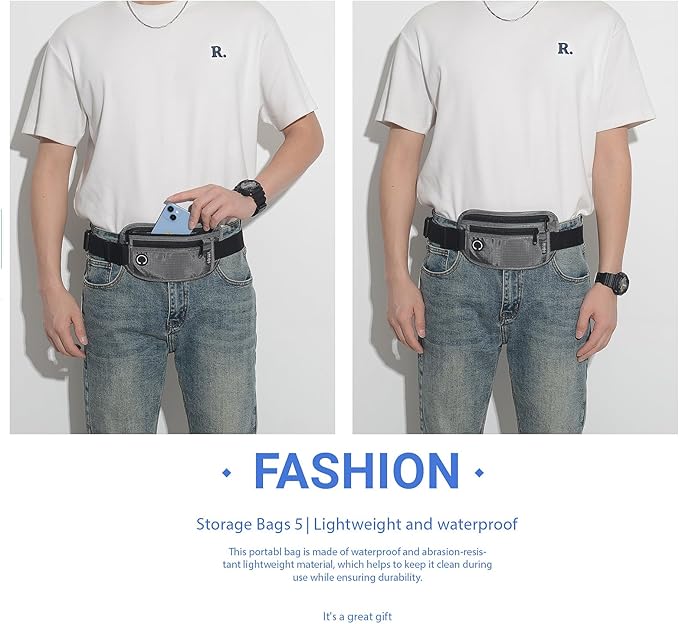 Slim RFID Blocking Money Belt for Travel - Anti-Theft Hidden Passport Holder Waist Wallet with Secure Pouch for Cash, Credit Cards & Phone Safe (Grey) - Image 6