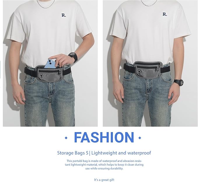 Slim Money Belt for Travel - Anti-Theft Hidden Passport Holder Waist Wallet with Secure Pouch for Cash, Credit Cards (Small Grey) - Image 6