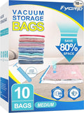 80% Space Saver Vacuum Storage Bags with Hand Pump, 10 Medium | Plastic Packaging Bags, Vacuum Seal Bags for Clothing, Travel Lugggage, Blankets, Comforters by Fygrip