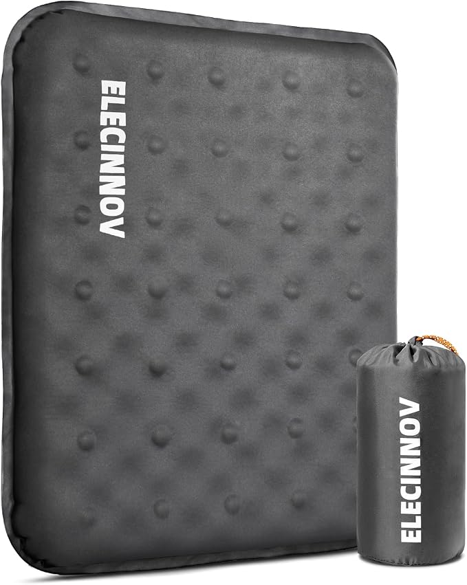 Inflatable Seat Cushion, Self Inflating Compact Stadium Seat Cushion | Airplane Bleacher Seat Cushion Comfortable & Portable Blow-Up High Density Foam Pad for Travel Outdoors Camping (Grey) by ELECINNOV