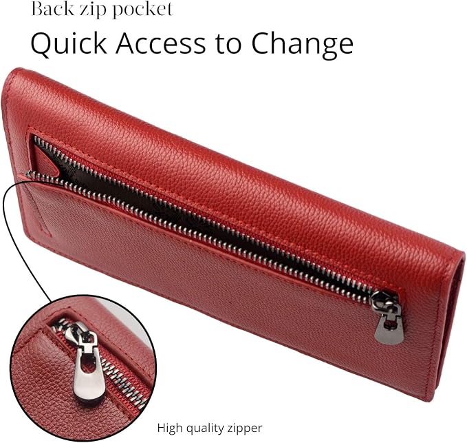 Bveyzi Ultra Slim Thin Leather RFID Blocking Credit Card Holder Bifold Clutch Wallets for Women - Image 4