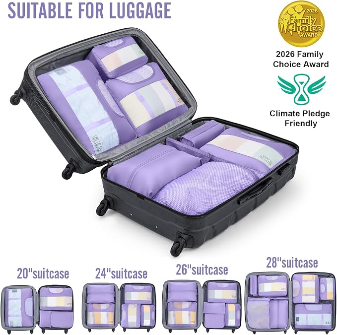 Veken 10 Set Packing Cubes for Travel Essentials,Anti-Wrinkle Buckled Suitcase Organizer for Shoe & Toiletry Bag,Carry On Luggage Bag with 99+ Count Mesh Holes for Airplane & College Dorm Accessories - Image 6