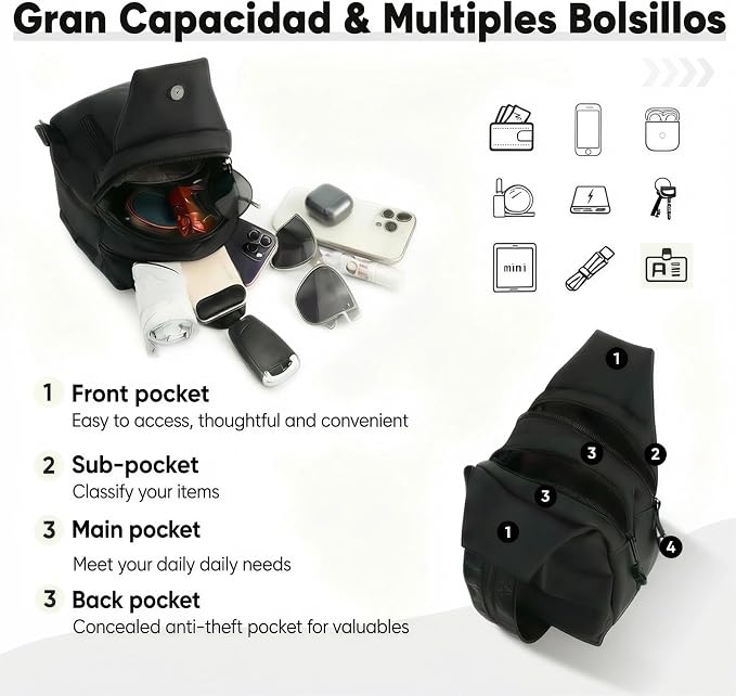 Waterproof 2-Way Mini Commuter Bag, Multi-Compartment Oxford Small Backpack, For Women, Collegeman, Commuter, Travel with Anti-Theft,Three in One Multifunctional Convertible Design(Black) - Image 5