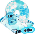 Jay Franco Disney Lilo & Stitch Kids Travel Set - 3 Piece Set Includes 40 x 50 Throw Blanket, Eye Mask, and Neck Pillow - Super Soft & Cozy Travel Accessories by JayFranco