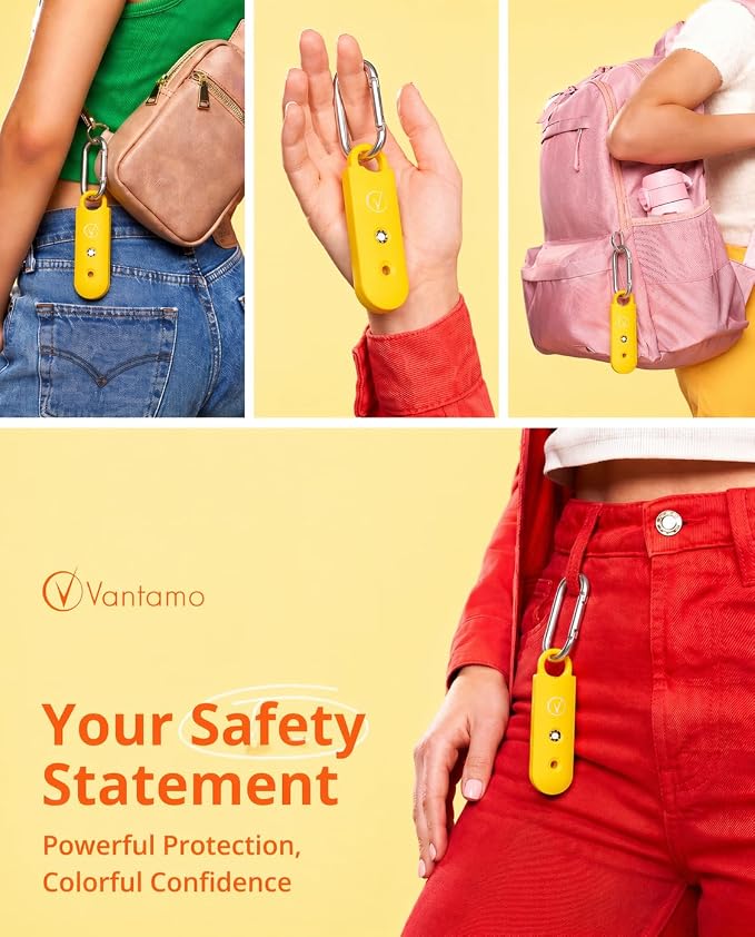 Vantamo Personal Alarm for Self Defense with Low Battery Notice, Strobe Light & Extra Loud 130 dB Double Speakers Safety Keychain Set for Women, Rechargeable Panic Button for Womens Self Defense - Image 2