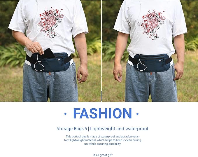 TRAVELSAFE Slim RFID Blocking Money Belt for Travel - Anti-Theft Hidden Passport Holder Waist Wallet with Secure Pouch for Cash, Credit Cards & Phone Safe (B - Navy Blue) - Image 6
