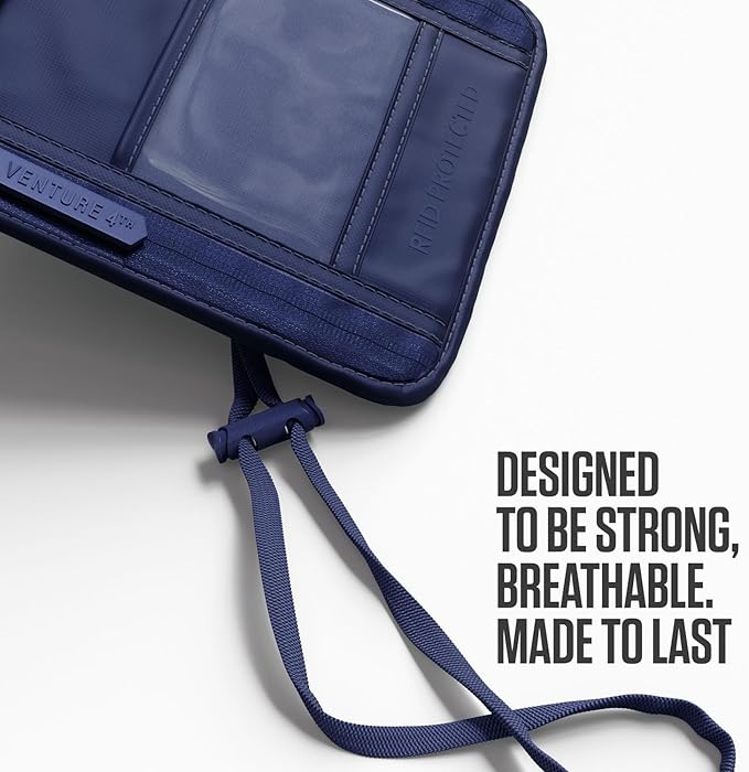 VENTURE 4TH Travel Neck Wallet, RFID Blocking Passport Holder - Sleek Navy - Image 4
