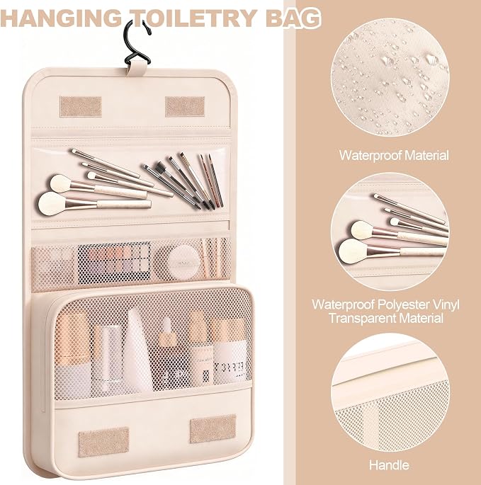 8 Set Packing Cubes for Travel,Suitcase Organizer Bags for Luggage with Shoe & Hanging Toiletry Bag, Vacation Essentials & Accessories for Cruise Ship, Airplane Must-Have,Road Trip & Camp Gifts(Cream) - Image 3