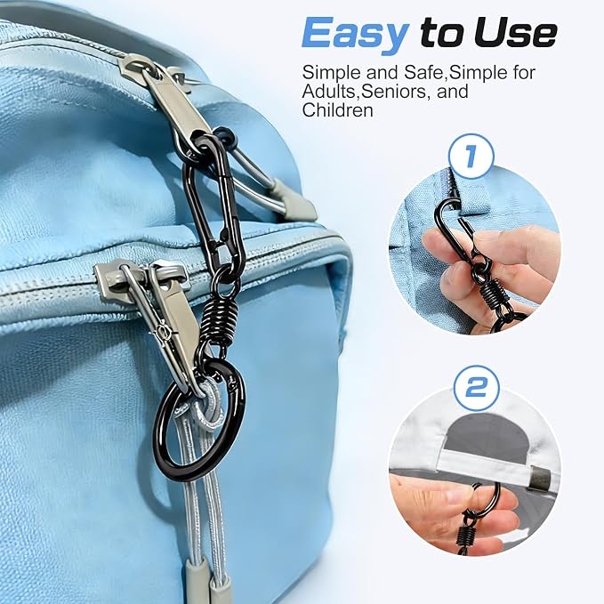 Oiissuz Zipper Clips Anti Theft Double Opening Small Zinc Alloy Carabiner Clips, Europe Travel Safety for Women, Easy to Use Suitable for Crossbody Bag, Backpack & Luggage, 6pack - Image 3