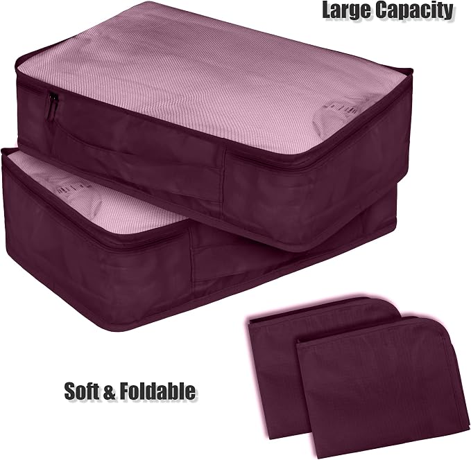 Packing Cubes Set, 2 Pcs Packing Organizers Set for Suitcases (Burgundy) - Image 2
