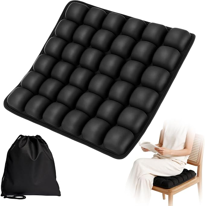Inflatable Seat Cushion, Airplane Seat Cushion for Long Flights | Travel Seat Cushion | Office Chair | Wheelchair | Press-to-Inflate | Sciatica Pain Relief | Portable | Storage Bag by HLCZLUZ