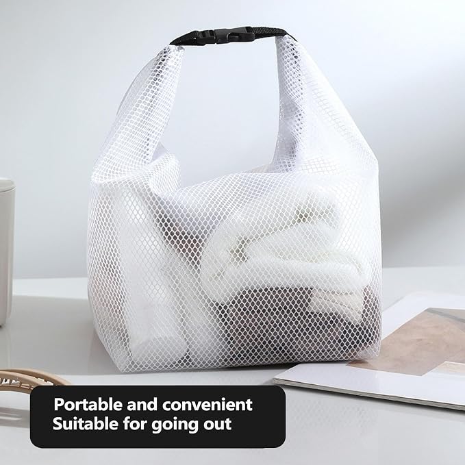 Cosmetic storage bag with dry and wet separation, wash bag, hand-held bag, portable storage bag, simple style,suitable for travel, fitness, swimming, outdoor rafting (White, 7.1in*6.3in*9.4in) - Image 5
