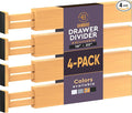 4-Pack Drawer Dividers 2.6-Inch High Dresser Drawer Organizer 16 to 22 Inch | Bamboo, Spring Loaded, No Tools Needed, Fits Wide Drawers for Socks, Clothes, Utensils, Bedroom, Bathroom, Kitchen, Office by Bamb%C3%BCsi