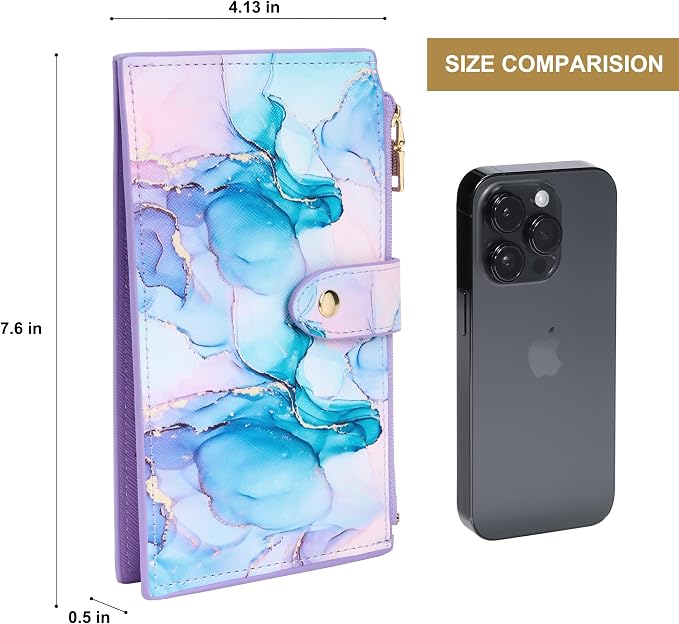 Travelambo RFID Wallet Women Large Size Bifold Multi Card Wallet Case with Zipper Pocke Credit Card Holder for Women - Image 2