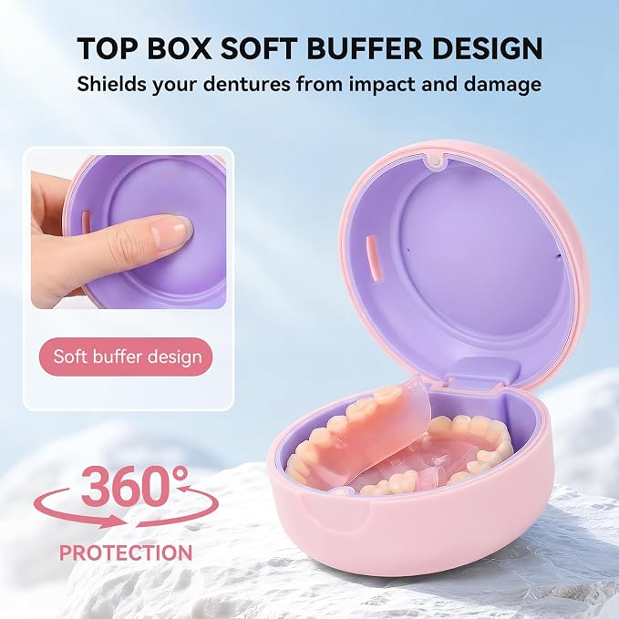 Portable Vent Denture Bath Case Soft Buffer Holder for Travel False Teeth | Safe material, removable silicone pad for hygienic use, multi-scene use, pocket fit for home, journeys & daily oral storage - Image 2