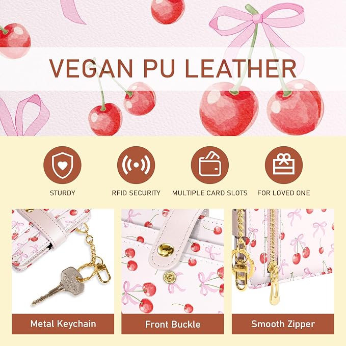 Jogjam Cute Coquette Bow Rfid Women Wallet, Small Slim Credit Card Holder | PU Leather Bifold Cash Zipper Coin Pocket ID Window, for Female Ladies Teen Girls Girly Gifts - Image 6