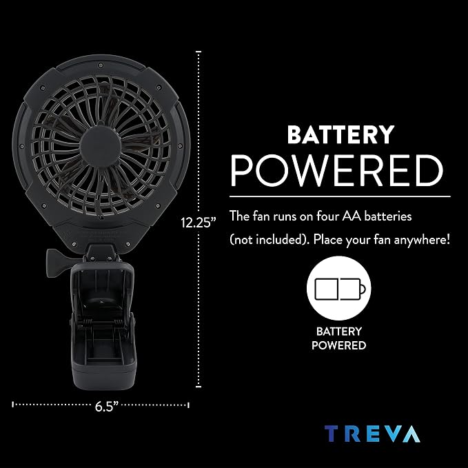 O2COOL Treva 5 in Battery Powered Clip Fan with Clamp 2-Pack | Yes - Image 6