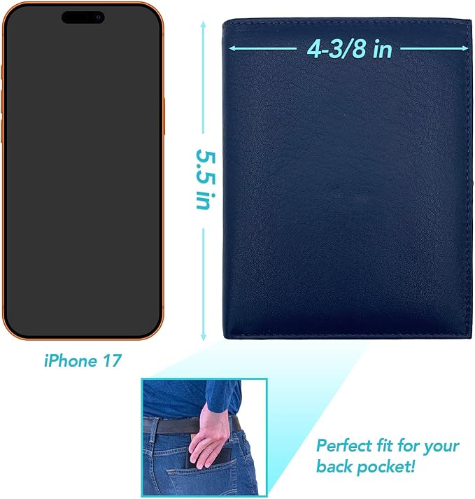 Blue RFID Genuine Leather Passport Wallet - Image 4