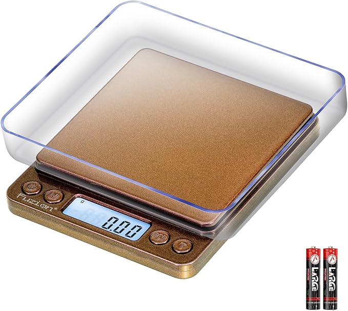 Fuzion Digital Scale .01 Gram Accuracy, 500g Small Kitchen Food Scales | 2 Trays Included for Jewelry, Gold, Herb, Powder, Spice, Coffee, Coin - Weight Gram and Oz by Fuzion%C2%AE