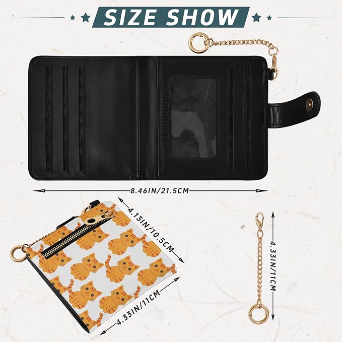 Sweet Cute Orange Cat Women's Wallets RFID Blocking,Credit Card Holder Bifold Wallet,Slim Card Cases,PU Leather Travel Wallet for men Girls - Image 3