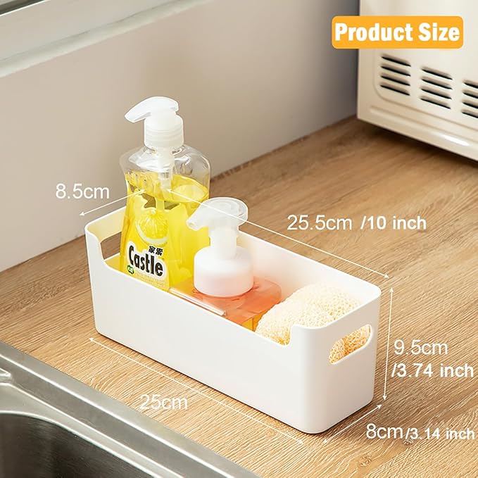 2 Pack Cabinet Organizer Storage, Adhesive Over Cabinet Door Organizer, No Drilling Space Saver Plastic Storage Containers Multi-Use for Kitchen Bathroom Office Bedroom, White - Image 3