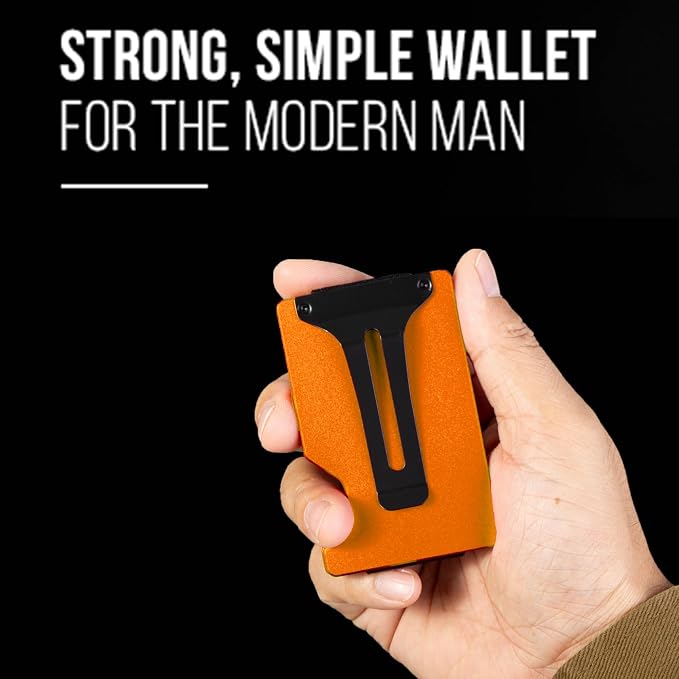 Slim Wallet for Men,RFID Blocking Minimalist Metal Wallet, Money Clip/Cash Holder, Front Pocket Aluminum Credit Card Holder, Ideal Gift for Men,Matte Orange - Image 3