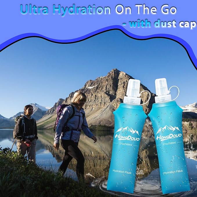 2 Packs Soft Flask, 17oz/500ml TPU Collapsible Soft Water Bottle for Hydration Pack, Running Vest, BPA-Free Folding Water Bottles for Hiking Cycling Climbing Running Outdoor Sports - Image 4