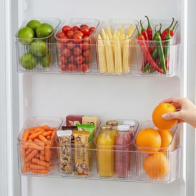 8 Pack Wall Mount Organizer, Cabinet Storage Bins with Self-Adhesive Hooks | Hanging Wall Mounted Storage Makeup Containers Stackable Storage Basket for Walls Pantry Office Kitchen Bathroom - Image 7