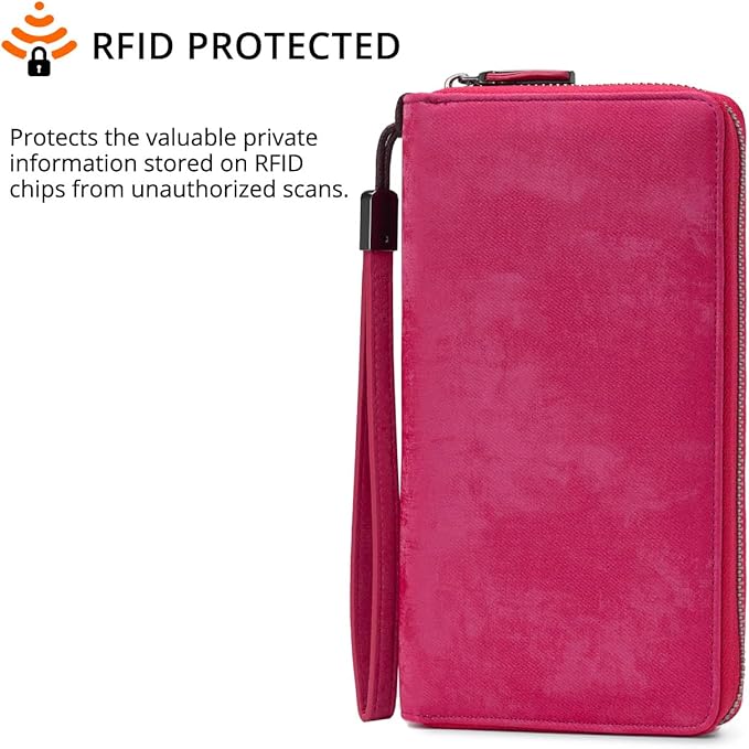 Bveyzi Women RFID Blocking Wallet Leather Zip Around Phone Clutch Large Capacity Ladies Travel Purse Wristlet - Image 4