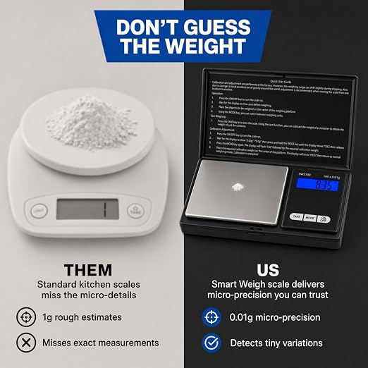 Smart Weigh SWS100 Digital Pocket Scale – 100g x 0.01g High Precision Scale for Reloading, Jewelry, Gems, and Medicine – Backlit LCD, Battery Included, Black - Image 9