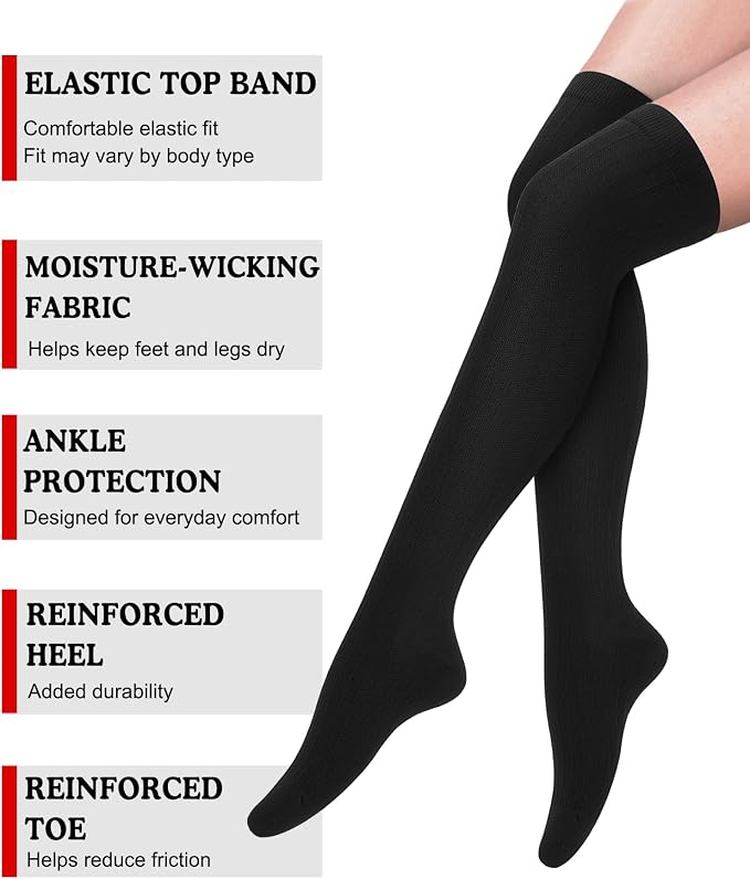Aoliks Compression Socks for Women and Men 4 Pairs, Mild Support | Long Knee High Stockings for Nurses Running Travel Flying Pregnancy Athletic 15-20 mmHg - Image 4