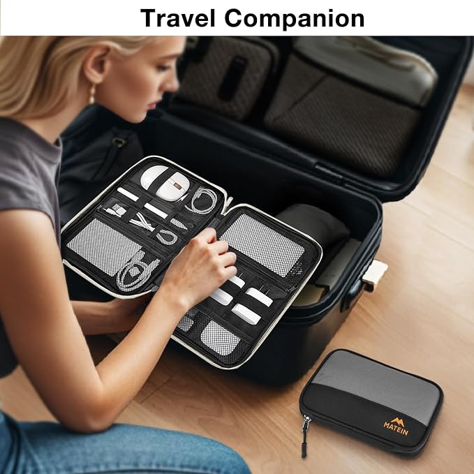 MATEIN Travel Cable Organizer Pouch, Portable Charger Case 2 Pack | Water Resistant, Portable Electronics Case, Carrying Bag for Cable, Changer, Earphone, for Electronic Accessories - Image 4