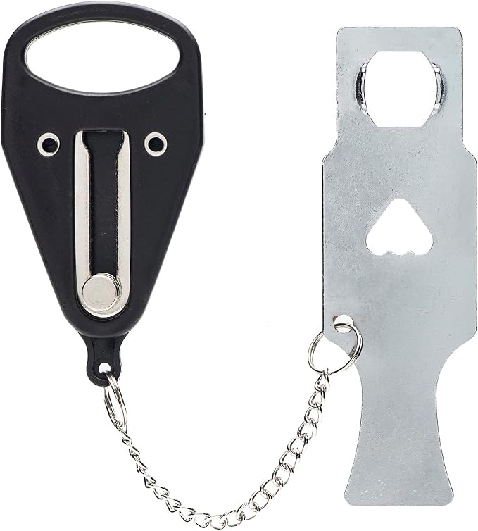 Portable Door Lock for Women & Travel Safety - Heavy Duty Portable Lock Perfect for AirBnb's, Hotels, Apartments, Hostels, Dormitories (Black, Single Hole) - Image 4