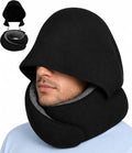 Dot&Dot Travel Pillow Neck Pillow with Hood for Airplane Sleeping, Memory Foam Pillow with Chin Support, Detachable Hoodie, Washable Cover, Adjustable Velcro Fit for Flights, Car & Office by DotDot