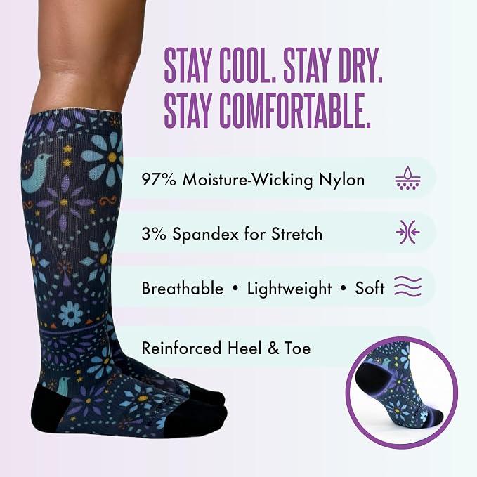 Crazy Compression Socks, Comfortable Support Socks for Recovery, Travel, Hiking, and Long-Hour Comfort w/Fun Designs - Image 5