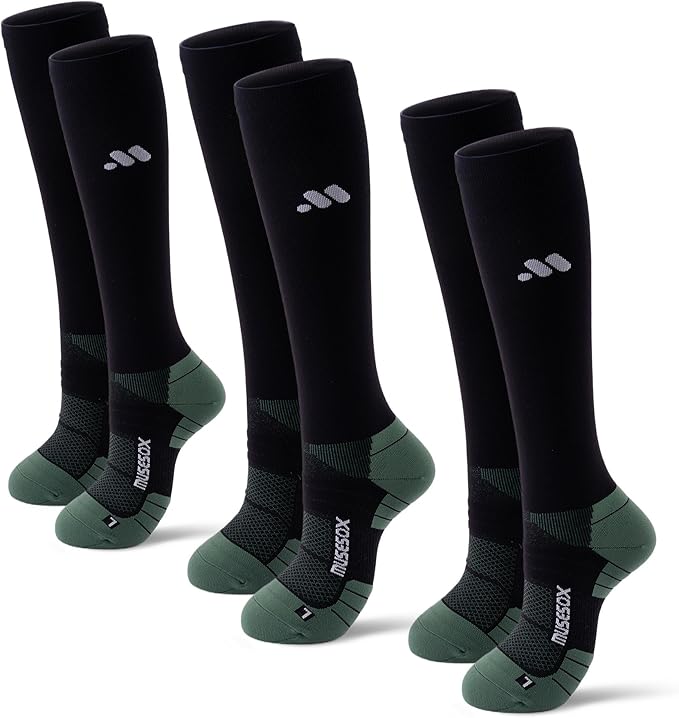 Compression Socks for Women and Men,Mild Support(3 Pairs) Unisex | Knee High,Graduated Compression,L/R Foot Labels,Breathable Fabric,Best for Flying/Nurses/Travel/Cycling/Pregnancy/Daily Wear by musesox