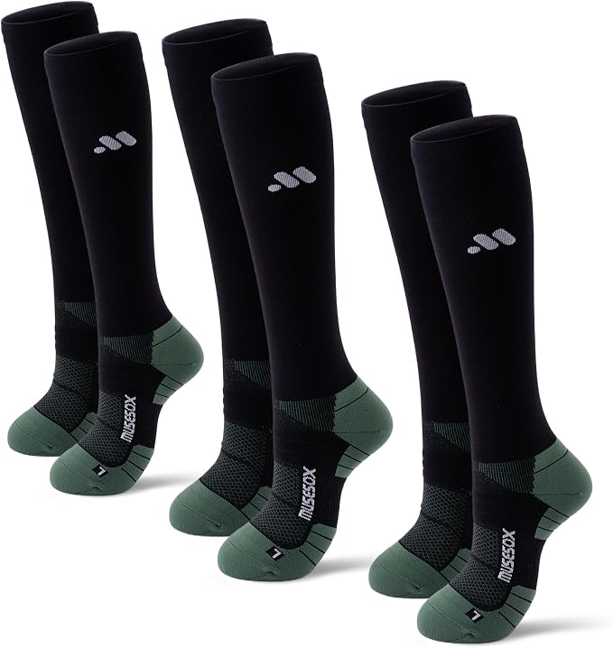 Compression Socks for Women and Men,Mild Support(3 Pairs) Unisex | Knee High,Graduated Compression,L/R Foot Labels,Breathable Fabric,Best for Flying/Nurses/Travel/Cycling/Pregnancy/Daily Wear by musesox