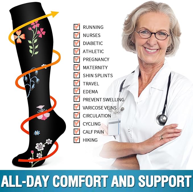6 Pack Copper Compression Socks for Women and Men Circulation-Best Support for Medical,Running,Nursing,Athletic - Image 6