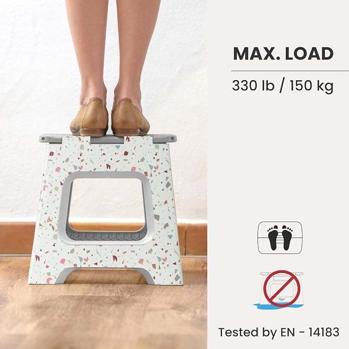 Vigar Compact Folding Step Stool, 10-1/2 Inch, Terrazzo Body | For Adults, Lightweight Portable Stool with Handle, Non Slip, Space Saving, up to 330 lb - Image 5