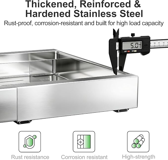 Pull out Cabinet Organizer, Stainless Steel Expandable(12"-20") Heavy Duty Slide out Drawers Fixed with Adhesive Nano Film for Pots, Roll out Shelf Storage for Kitchen Base(Silver-2pcs)(3 Rails) - Image 8