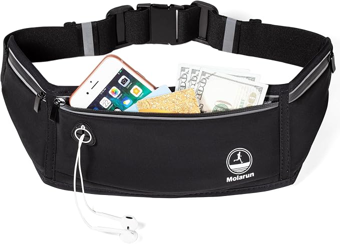 Slim Running Belt Fanny Pack, Phone Holder Waist Pack Money Belt - Black by Unknown