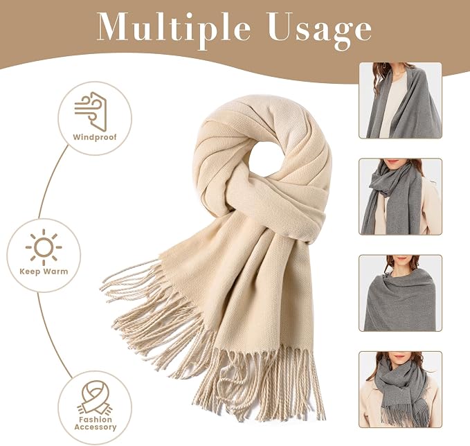 maamgic Women's Scarf Pashmina Shawls Blanket Scarf for Evening Dress | Soft Viscose Blend ,Lightweight,Large Scarf with Cozy Cashmere-Feel, Perfect For Weddings,Cruise Travel & Flights - Image 4