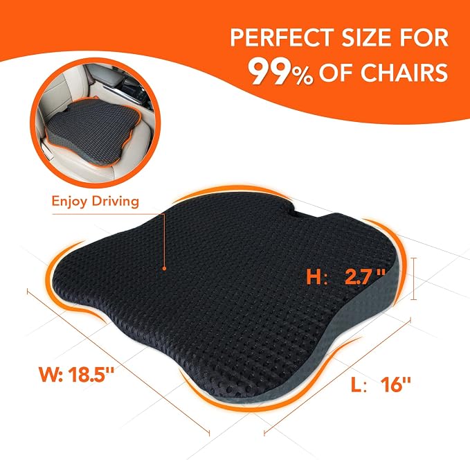 Lofty Aim Car Seat Cushion, Comfort Memory Foam Car Cushions for Driving (Gray) - Image 8