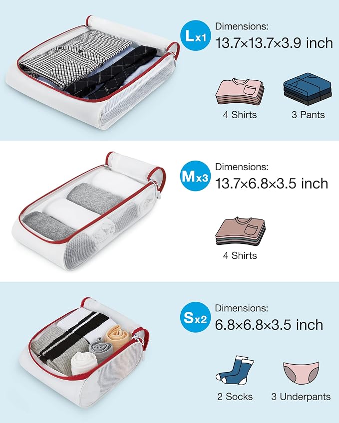 BAGSMART Keep Shape Packing Cubes for Travel, 6 Set Travel Cubes for Packing, Lightweight Suitcase Organizer Bags Set for Travel Essentials - Image 5